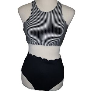 2PC Bikini Swimsuit  LARGE Top Cupshe Padded High-Waist Kate Spade Bottoms NWOT